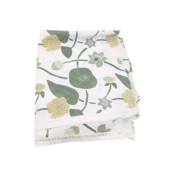 Marimekko Floral Avacado Suomi Finland Fujiwo Ishimoto Fabric Vintage 94"x106" - Picture 1 of 5